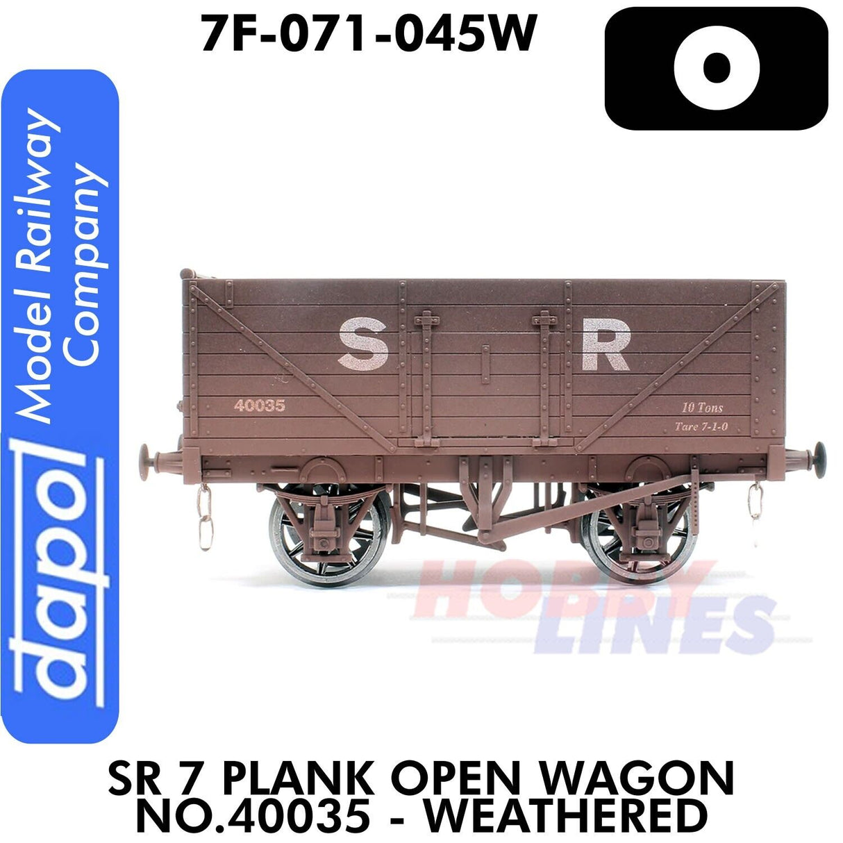 SR 7 PLANK OPEN WAGON NO.40035 Weathered 1:43 O gauge Dapol 7F-071-045W