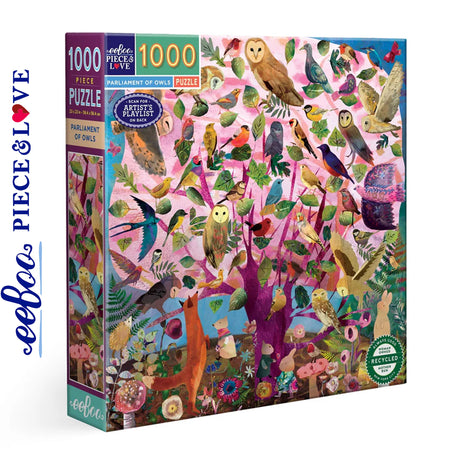 eeBoo PARLIAMENT OF OWLS 1000 pc Square Jigsaw Puzzle Super Deluxe PZTOWL