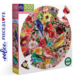 Birds & Blossoms  500 pc Round Puzzle | eeBoo | PZFBBL