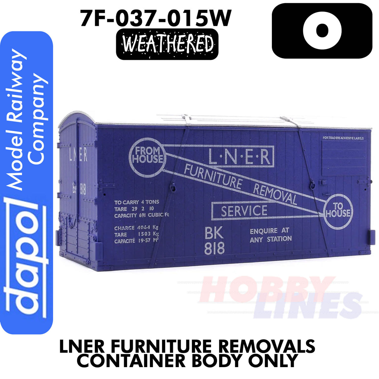  LNER Furniture Removal Container - Body only - Weathered | Dapol | 7F-030-015W