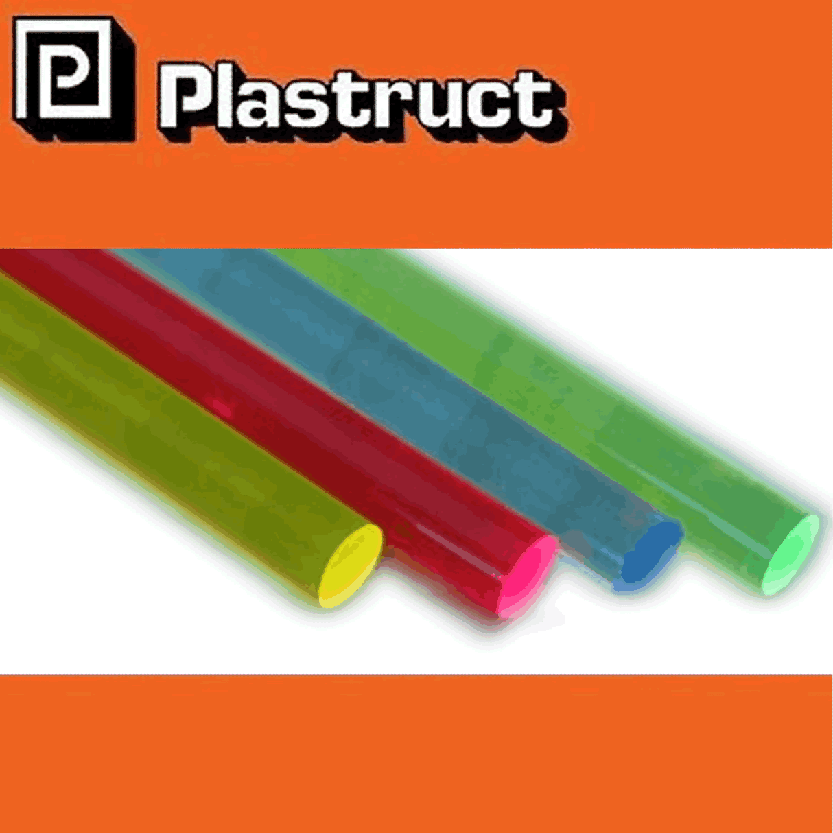 FLOURESCENT ACRYLIC ROD range 4 colours 4mm solid R / G/ B / Y PHTAR PLASTRUCT