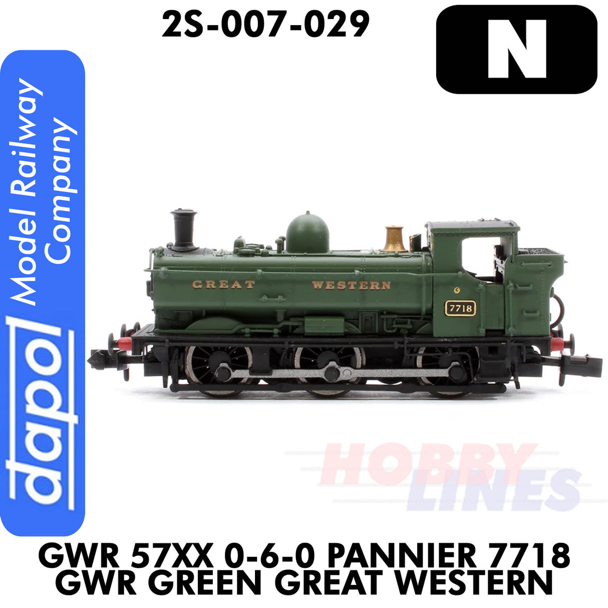 Great Western Railway - 57XX 0-6-0 Pannier 7718 Green Great Western - DCC Ready |  Dapol | 2S-007-029