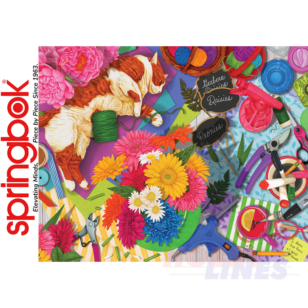 FLOWER SHOP FELINE 1000 piece SPRINGBOK Jigsaw Puzzle Random Cut Super Deluxe