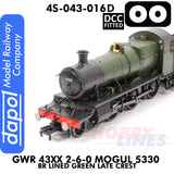 Great Western Railway - 43xx 2-6-0 Mogul 5330 BR Lined Green Late Crest -  DCC - 1:76 OO | Dapol | 4S-043-016D