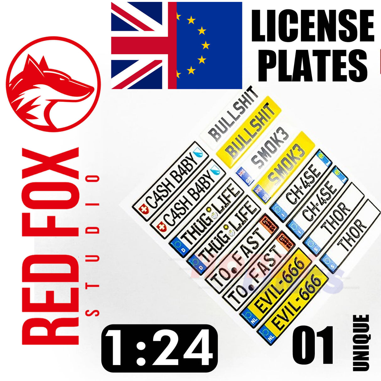 1/24 Unique License plates vol.01 (EU form)