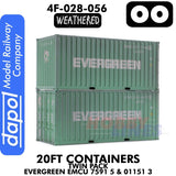 20ft Containers - Twin Pack - Evergreen EMCU 7591 5 & 01151 3  | Dapol | 4F-028-056