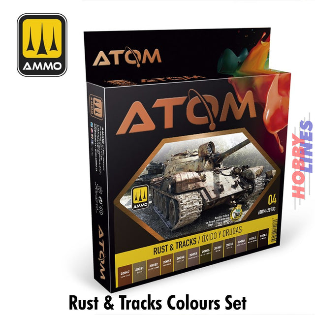 Rust & Tracks Paints - 12 20ml colour Paint Set AMMO Mig Jimenez ATOM-20703