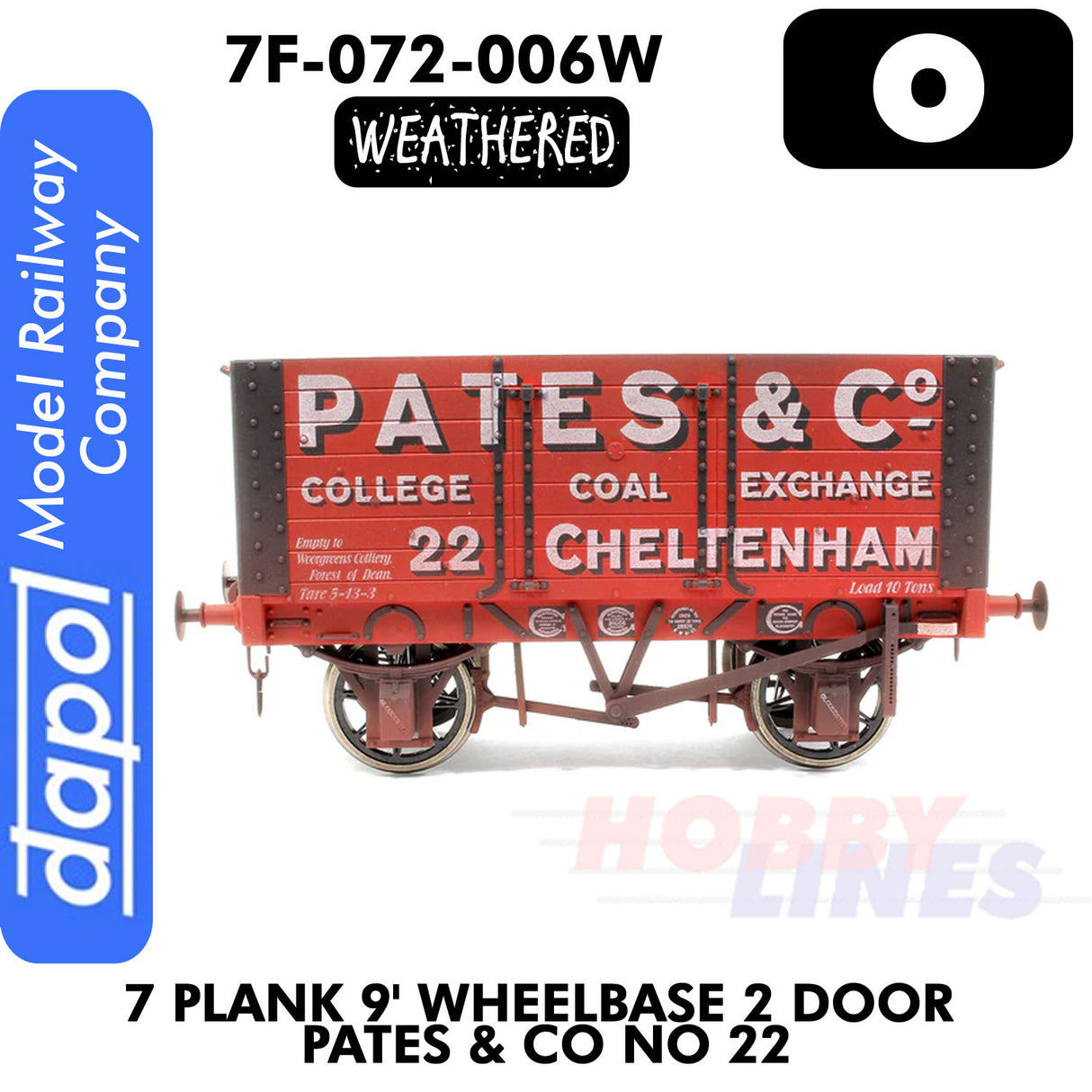 7 Plank 9' 2 Door Pates & Co No 22 Weathered Wagon | Dapol | 7F-072-006W