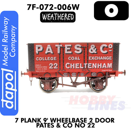 7 Plank 9' 2 Door Pates & Co No 22 Weathered Wagon | Dapol | 7F-072-006W