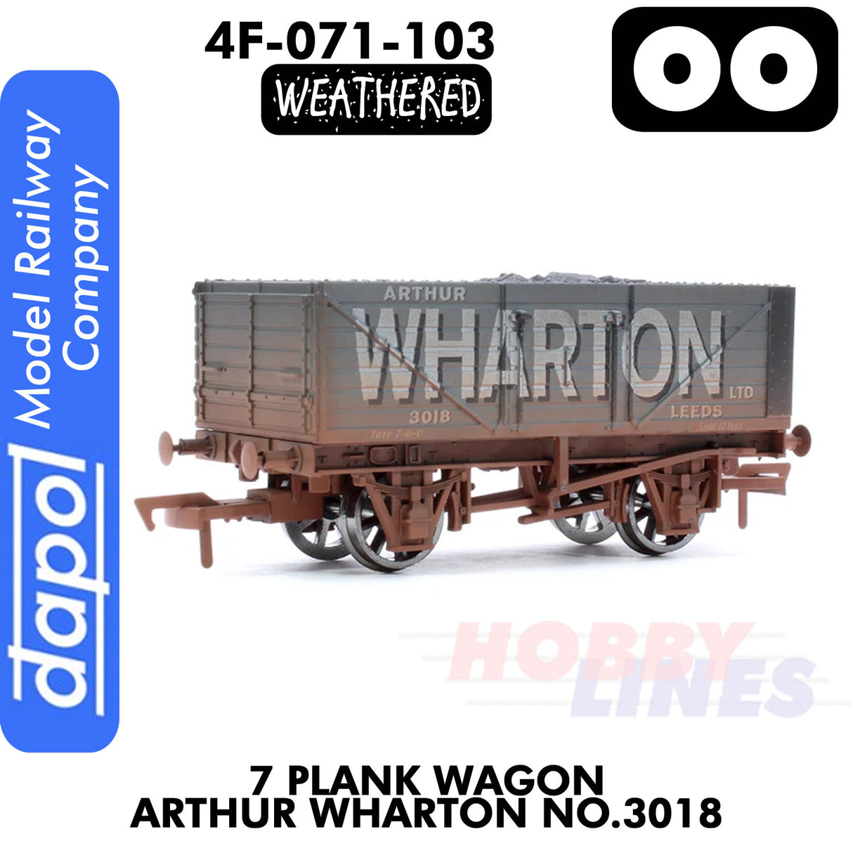 7 Plank Wagon Arthur Wharton No.3018 - Weathered | Dapol | 4F-071-103