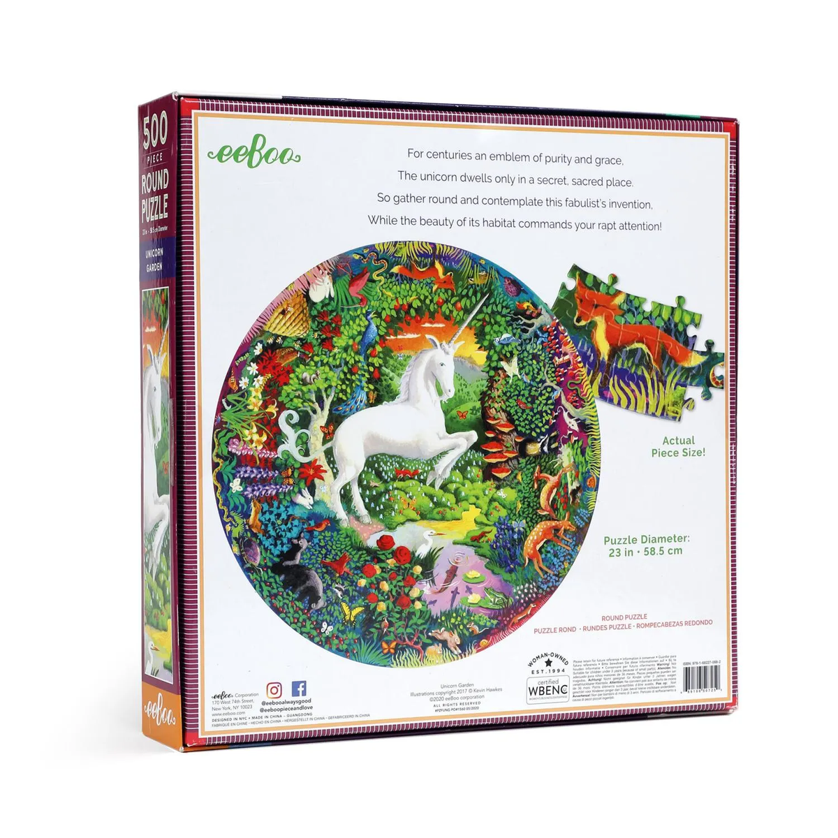 Unicorn Garden - 500pc Round Puzzle | eeBoo | PZFUNG
