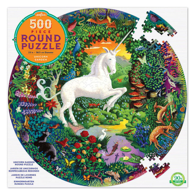 Unicorn Garden - 500pc Round Puzzle | eeBoo | PZFUNG