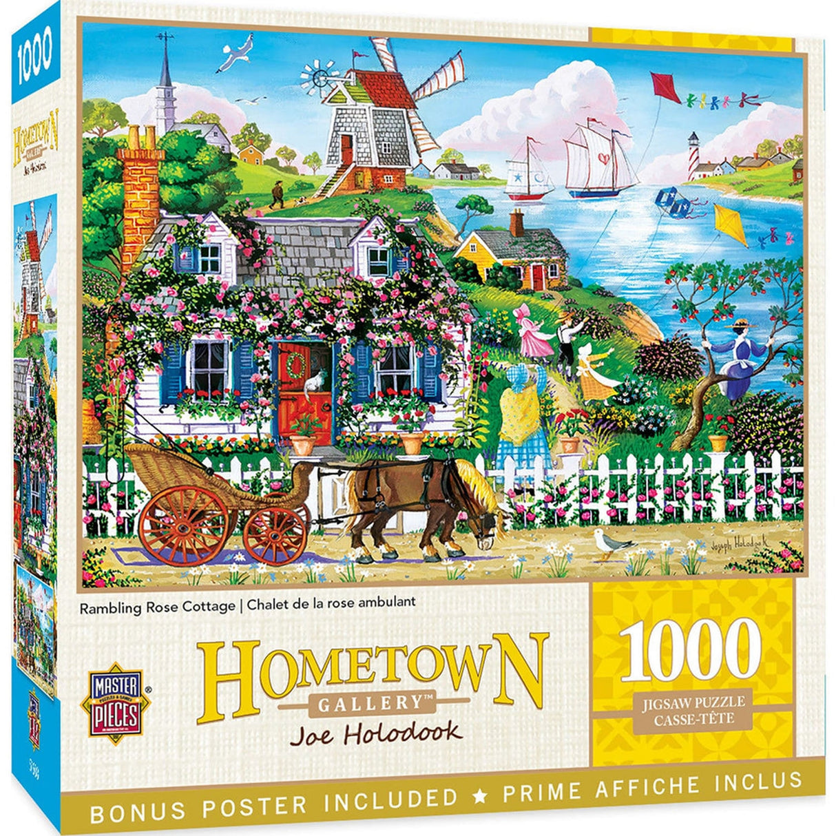 Hometown Gallery RAMBLING ROSE COTTAGE 1000pc Masterpieces Jigsaw Puzzle 72124