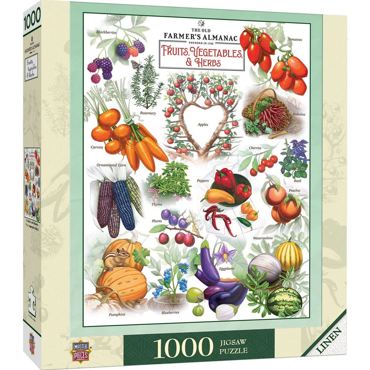 Farmer's Almanac FRUITS & VEGETABLES 1000pc Masterpieces Jigsaw Puzzle 72196