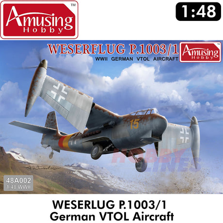 WESERFLUG P.1003/1 German VTOL Aircraft 1:48 Model kit AMUSING HOBBY AH48A002