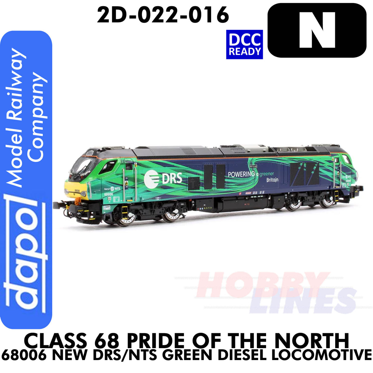 Class 68 Pride of the North  68006 New DRS/NTS Green Diesel - DCC ready | Dapol | 2D-022-016