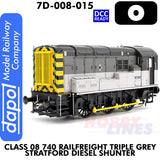 Class 08 740 Rail freight Triple Grey Stratford Diesel Shunter - DCC Ready | Dapol | 7D-008-015