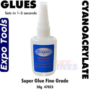 Cyano Super Glue 50g FINE 1-3 seconds Cyanoacrylate Bottle Expo Tools 47023