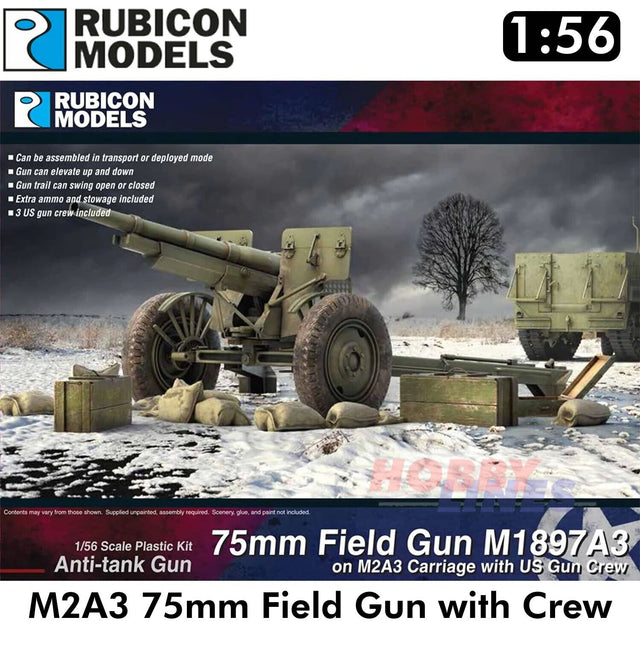 M2A3 75mm Field Gun with Crew US Military | Rubicon Model | 280127