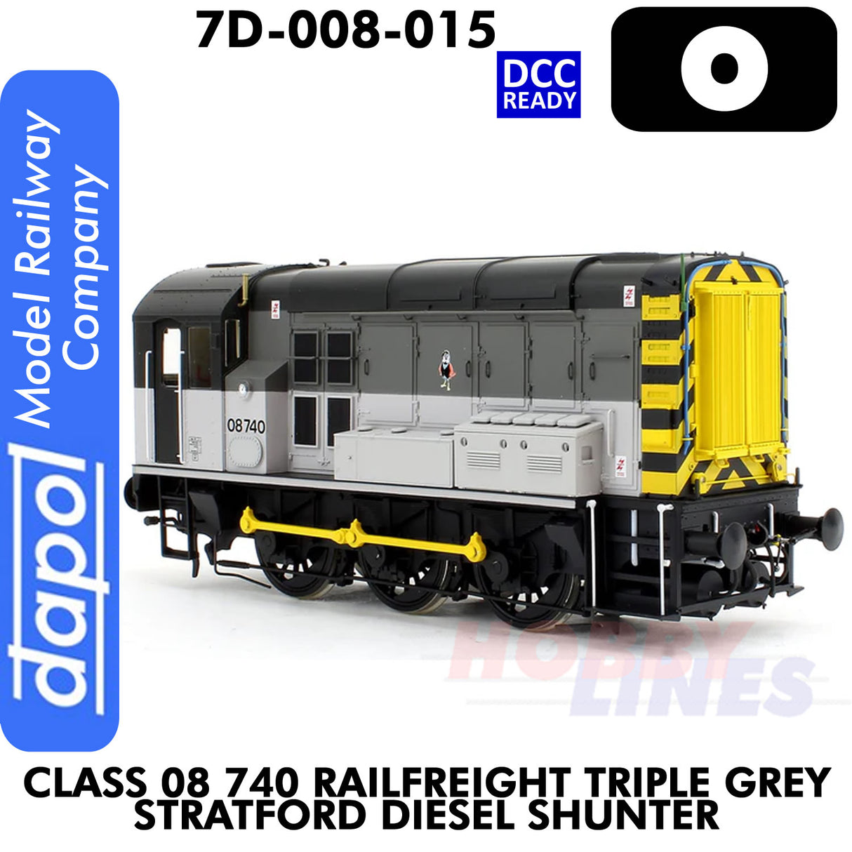Class 08 740 Rail freight Triple Grey Stratford Diesel Shunter - DCC Ready | Dapol | 7D-008-015