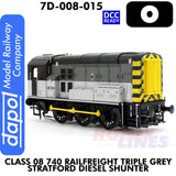 Class 08 740 Rail freight Triple Grey Stratford Diesel Shunter - DCC Ready | Dapol | 7D-008-015