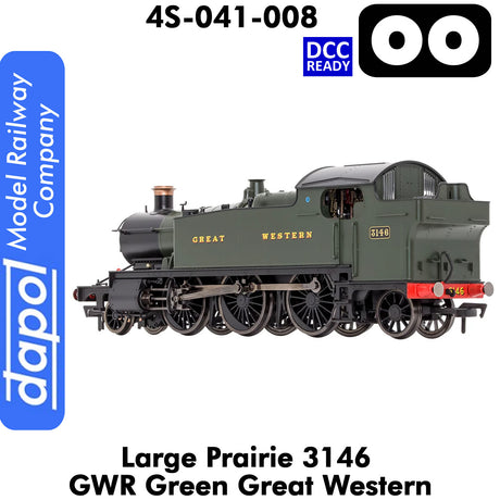 LARGE PRAIRIE 3146 GWR DCC Ready Steam Locomotive | Dapol |  4S-041-008