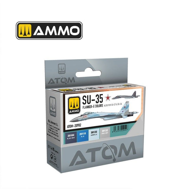 Acrylic Paint Set - SU-35 Flanker-E Colours (also for SU-27 and SU-34- 4  x 20ml | Atom by Mig Jimenez | ATOM20902