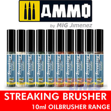 Load image into Gallery viewer, STREAKING BRUSHER Range Enamel Oilbrusher 10ml Brush in cap Ammo By Mig Jimenez
