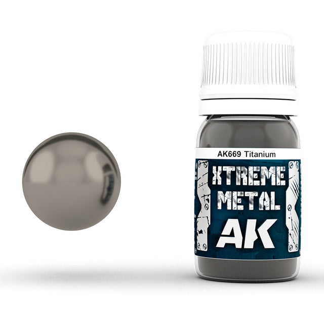 Xtreme Metal - Titanium - Acrylic Paint 30ml | Ak interactive | AK6669