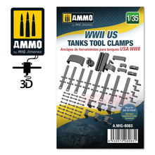 Load image into Gallery viewer, WWII US tanks tool clamps 1:35 3D printed Ammo by Mig Jimenez MIG8083
