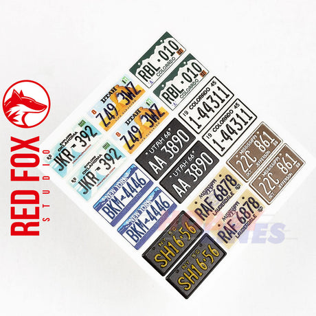 Red Fox Studio 3D Printed LICENSE PLATES USA vol.02 1:24 Front rear 9 sets kits