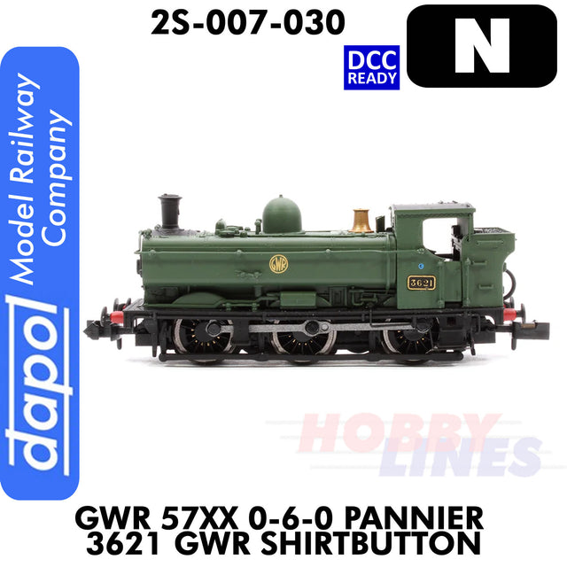 Great Western Railway - 57 XX 0-6-0 Pannier 3621 Shirtbutton -DCC Ready | Dapol | 2S-007-030
