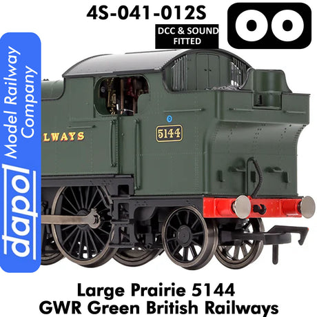 LARGE PRAIRIE 5144 BR Green DCC & Sound Steam Locomotive |  Dapol |  4S-041-012S