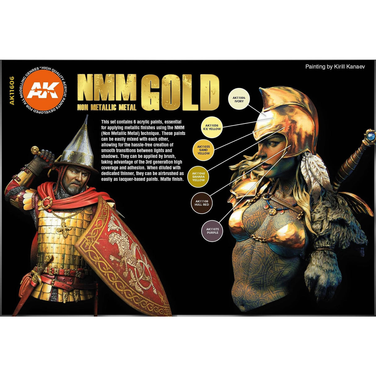 Non Metallic Metal Gold - 3G Acrylic Paint x 6 | AK interactive | AK11606