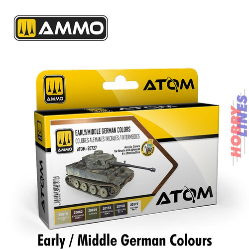 ATOM Early / Middle German Colours 6 20ml Acrylic bottles Ammo Mig Jimenez ATOM 20727