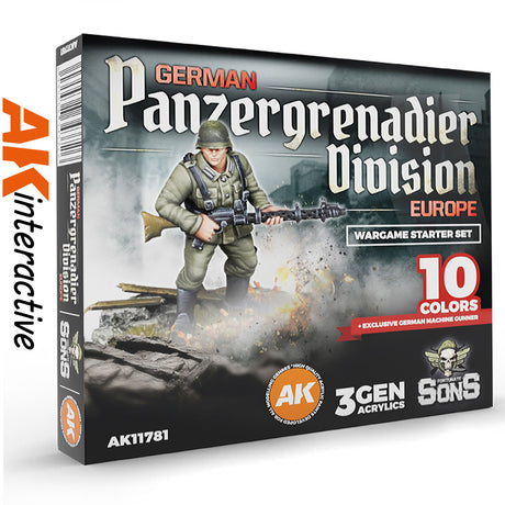 German Panzergenadier Division Europe - Wargame Starter Set - 3G Acrylic Paint x 10 | AK interactive | AK11781