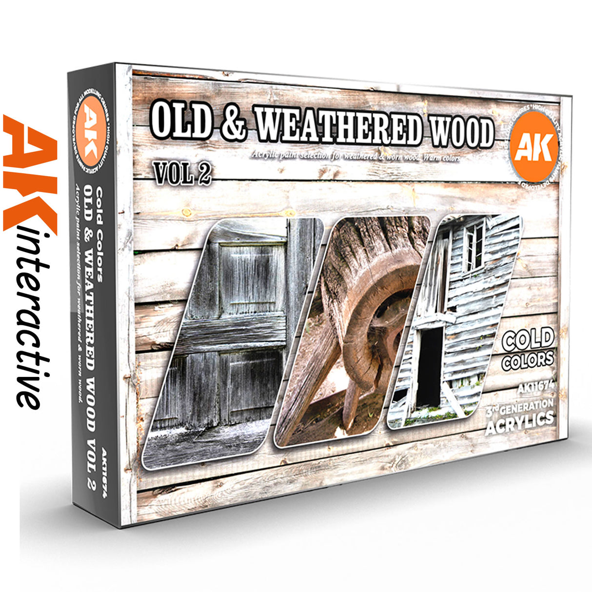 Oil & Weathered Wood - Vol 2 - Cold Colours - 3G Acrylic Paint x 6 | AK interactive | AK11674