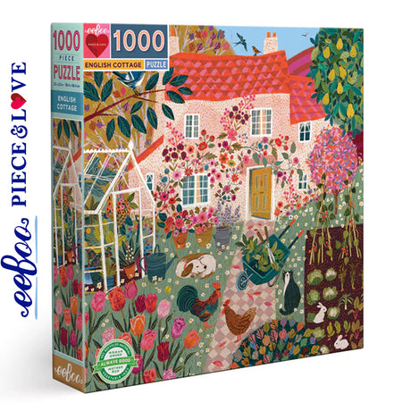eeBoo ENGLISH COTTAGE 1000 pc Square Jigsaw Puzzle Super Deluxe PZTCGE