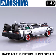 Load image into Gallery viewer, AOSHIMA 1/43 Back to the Future Part 3 Delorean Pull Back &amp; Go Railroad 05477
