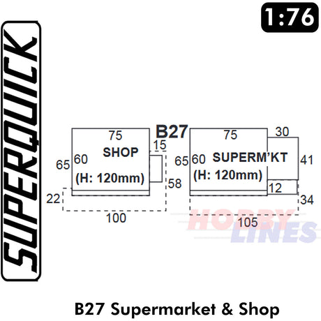 SUPERMARKET & SHOP 1:72 OO HO Gauge Railways Building Series B B27 SuperQuick