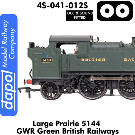 LARGE PRAIRIE 5144 BR Green DCC & Sound Steam Locomotive |  Dapol |  4S-041-012S