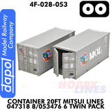 20ft Container Mitsui Lines 047318 8/053476 6 - Twin Pack | Dapol | 4F-028-053