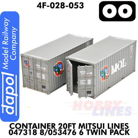 20ft Container Mitsui Lines 047318 8/053476 6 - Twin Pack | Dapol | 4F-028-053