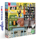 eeBoo KITCHEN CHICKENS 1000 pc Square Jigsaw Puzzle Super Deluxe PZTKHC