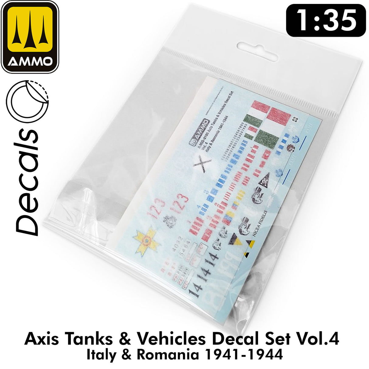 Axis Tanks & Vehicles DECAL SET Vol 4  Italy & Romania 194 Insignia | Ammo by Mig Jimenez 