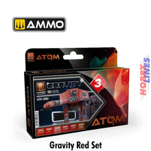 Load image into Gallery viewer, ATOM Gravity Set 3 Red 6 20ml Acrylic bottles Ammo by Mig Jimenez ATOM-20806
