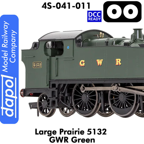 LARGE PRAIRIE 5132 GWR Green DCC Ready Steam Locomotive | Dapol | 4S-041-011