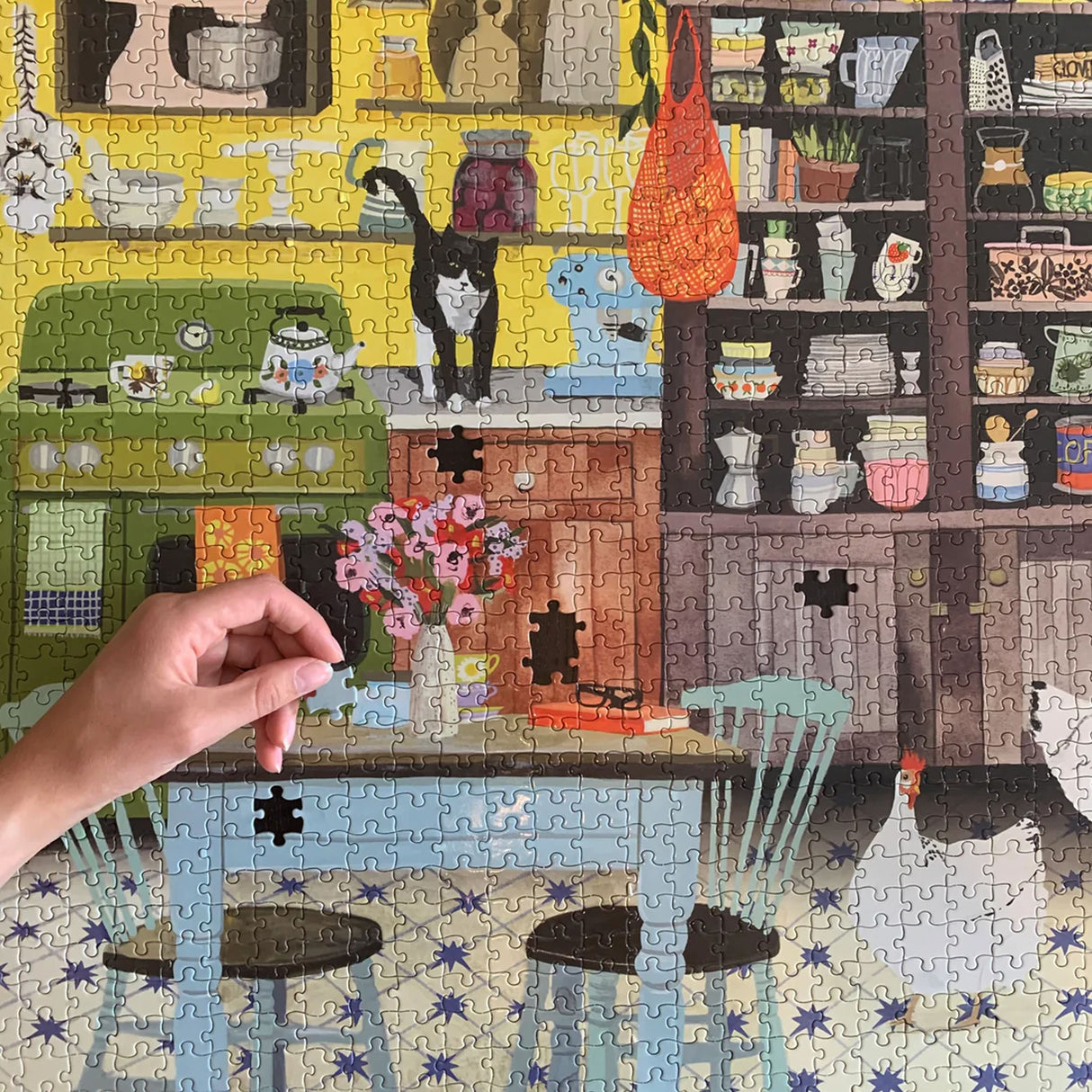 eeBoo KITCHEN CHICKENS 1000 pc Square Jigsaw Puzzle Super Deluxe PZTKHC