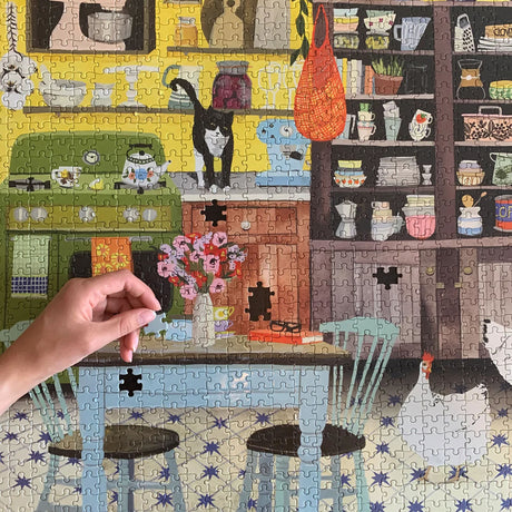 eeBoo KITCHEN CHICKENS 1000 pc Square Jigsaw Puzzle Super Deluxe PZTKHC