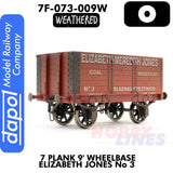 7 Plank 9'  Wagon Three Door Elizabeth Jones No3 - Weathered | Dapol | 7F-073-009W